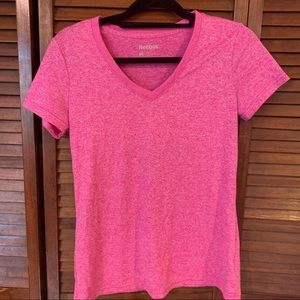 Reebok Pink Play Dry V-neck Short Sleeve Shirt